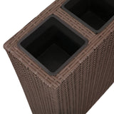 NNEVL Garden Raised Bed with 4 Pots 2 pcs Poly Rattan Brown