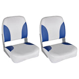NNEVL Boat Seats 2 pcs Foldable Backrest With Blue-white Pillow 41x36x48 cm