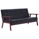NNEVL Sofa Set 3 Piece Black Faux Leather