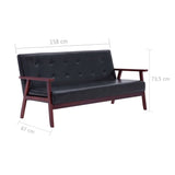 NNEVL Sofa Set 3 Piece Black Faux Leather