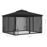 NNEVL Gazebo with Nets 300x300x265 cm Anthracite