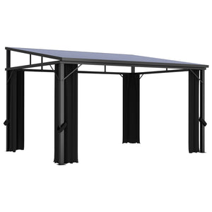 NNEVL Gazebo with Curtain 405x294x244 cm Anthracite