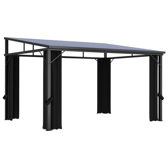 NNEVL Gazebo with Curtain 405x294x244 cm Anthracite