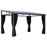NNEVL Gazebo with Curtain 405x294x244 cm Anthracite