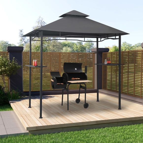 NNEVL BBQ Gazebo 240x150x255 cm Anthracite Steel