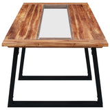 NNEVL Dining Table 180x90x75 cm Solid Acacia Wood and Glass