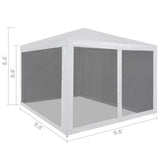 NNEVL Party Tent with 4 Mesh Sidewalls 3x3 m