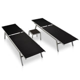NNEVL Sun Loungers 2 pcs with Table Steel and Textilene Black