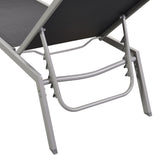 NNEVL Sun Loungers 2 pcs with Table Steel and Textilene Black