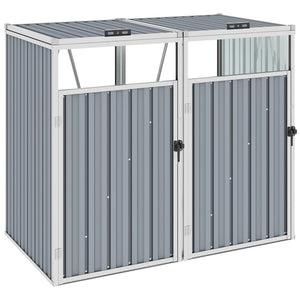NNEVL Double Garbage Bin Shed Grey 143x81x121 cm Steel