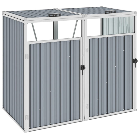 NNEVL Double Garbage Bin Shed Grey 143x81x121 cm Steel