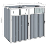 NNEVL Double Garbage Bin Shed Grey 143x81x121 cm Steel