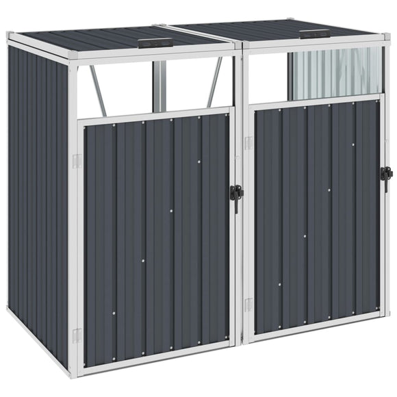 NNEVL Double Garbage Bin Shed Anthracite 143x81x121 cm Steel