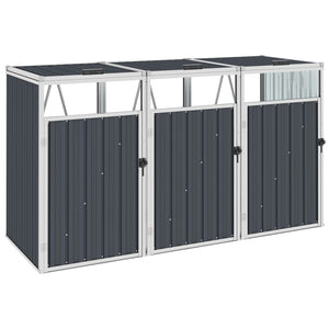 NNEVL Triple Garbage Bin Shed Anthracite 213x81x121 cm Steel