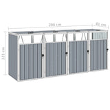 NNEVL Quadruple Garbage Bin Shed Grey 286x81x121 cm Steel