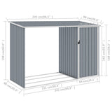 NNEVL Garden Firewood Shed Grey 245x98x159 cm Galvanised Steel