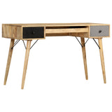 NNEVL Desk with Drawers 130x50x80 cm Solid Mango Wood