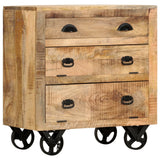 NNEVL Side Cabinet with Wheel 70x40x75 cm Solid Mango Wood