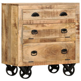 NNEVL Side Cabinet with Wheel 70x40x75 cm Solid Mango Wood