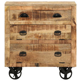 NNEVL Side Cabinet with Wheel 70x40x75 cm Solid Mango Wood