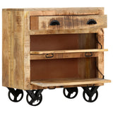 NNEVL Side Cabinet with Wheel 70x40x75 cm Solid Mango Wood