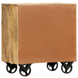 NNEVL Side Cabinet with Wheel 70x40x75 cm Solid Mango Wood