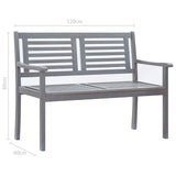 NNEVL 2-Seater Garden Bench 120 cm Grey Solid Eucalyptus Wood