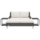 NNEVL 2-Person Garden Sun Bed with Cushions Poly Rattan Black
