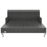 NNEVL 2-Person Garden Sun Bed with Cushions Poly Rattan Black