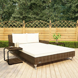 NNEVL 2-Person Garden Sun Bed with Cushions Poly Rattan Brown