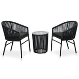 NNEVL 3 Piece Bistro Set with Cushions PVC Rattan Black