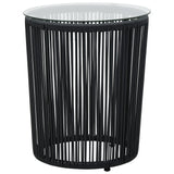 NNEVL 3 Piece Bistro Set with Cushions PVC Rattan Black
