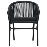 NNEVL 3 Piece Bistro Set with Cushions PVC Rattan Black