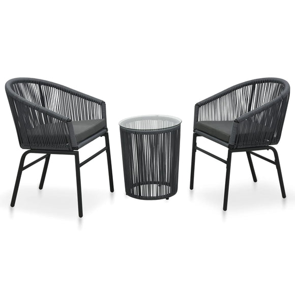 NNEVL 3 Piece Bistro Set with Cushions PVC Rattan Anthracite