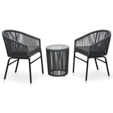 NNEVL 3 Piece Bistro Set with Cushions PVC Rattan Anthracite