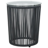 NNEVL 3 Piece Bistro Set with Cushions PVC Rattan Anthracite
