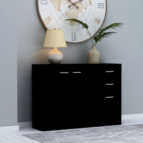NNEVL Sideboard Black 105x30x75 cm Chipboard