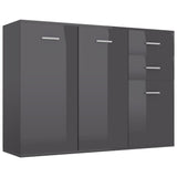 NNEVL Sideboard High Gloss Grey 105x30x75 cm Chipboard