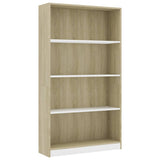 NNEVL 4-Tier Book Cabinet White and Sonoma Oak 80x24x142 cm Engineered Wood