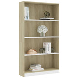 NNEVL 4-Tier Book Cabinet White and Sonoma Oak 80x24x142 cm Engineered Wood