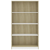 NNEVL 4-Tier Book Cabinet White and Sonoma Oak 80x24x142 cm Engineered Wood