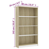 NNEVL 4-Tier Book Cabinet White and Sonoma Oak 80x24x142 cm Engineered Wood