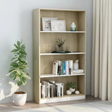 NNEVL 4-Tier Book Cabinet White and Sonoma Oak 80x24x142 cm Engineered Wood