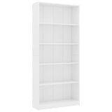 NNEVL 5-Tier Book Cabinet White 80x24x175 cm Engineered Wood