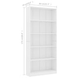 NNEVL 5-Tier Book Cabinet White 80x24x175 cm Engineered Wood