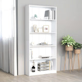 NNEVL 5-Tier Book Cabinet White 80x24x175 cm Engineered Wood