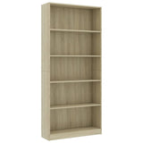 NNEVL 5-Tier Book Cabinet Sonoma Oak 80x24x175 cm Engineered Wood
