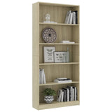 NNEVL 5-Tier Book Cabinet Sonoma Oak 80x24x175 cm Engineered Wood