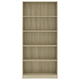 NNEVL 5-Tier Book Cabinet Sonoma Oak 80x24x175 cm Engineered Wood