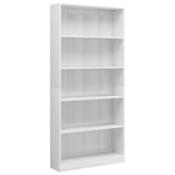 NNEVL 5-Tier Book Cabinet High Gloss White 80x24x175 cm Engineered Wood